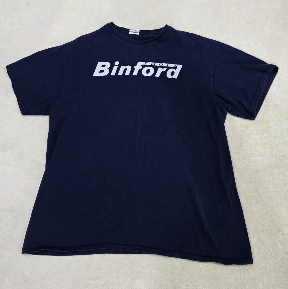 Delta Pro Weight Navy Blue Binford Tools Graphic Short Sleeve Tee Shirt. L